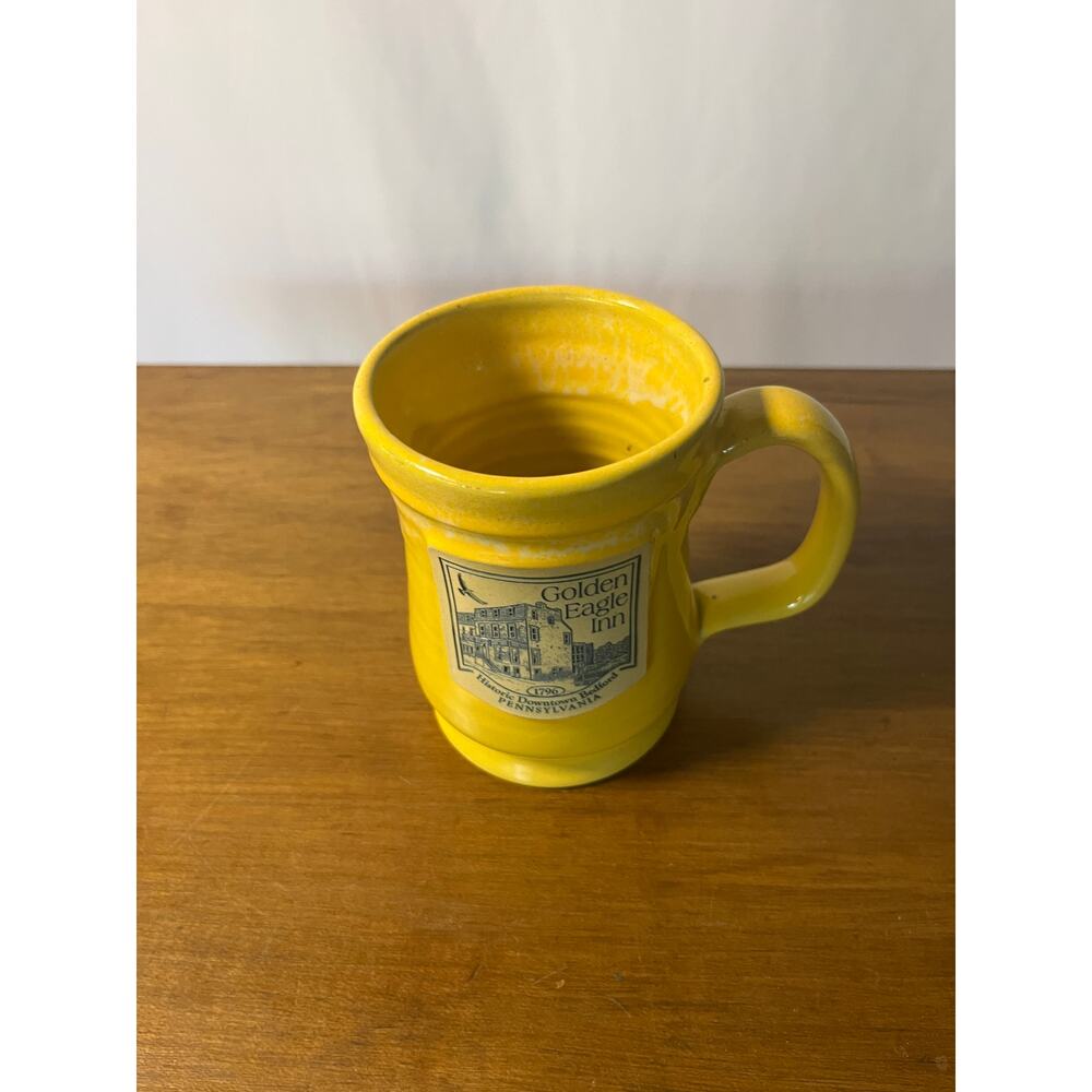 Deneen Pottery Golden Eagle Inn Bedford PA Yellow Handmade Stoneware Mug 2020 - Picture 8 of 8